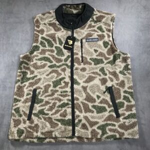 Burlebo Alpine Sherpa Vest Men's XL Camouflage Hunt Fleece Full Zip Jacket NEW